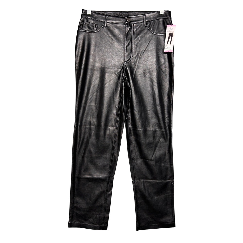 Joie Faux Leather Pants Women 6 Black NEW Straight Leg High Rise Trousers Edgy